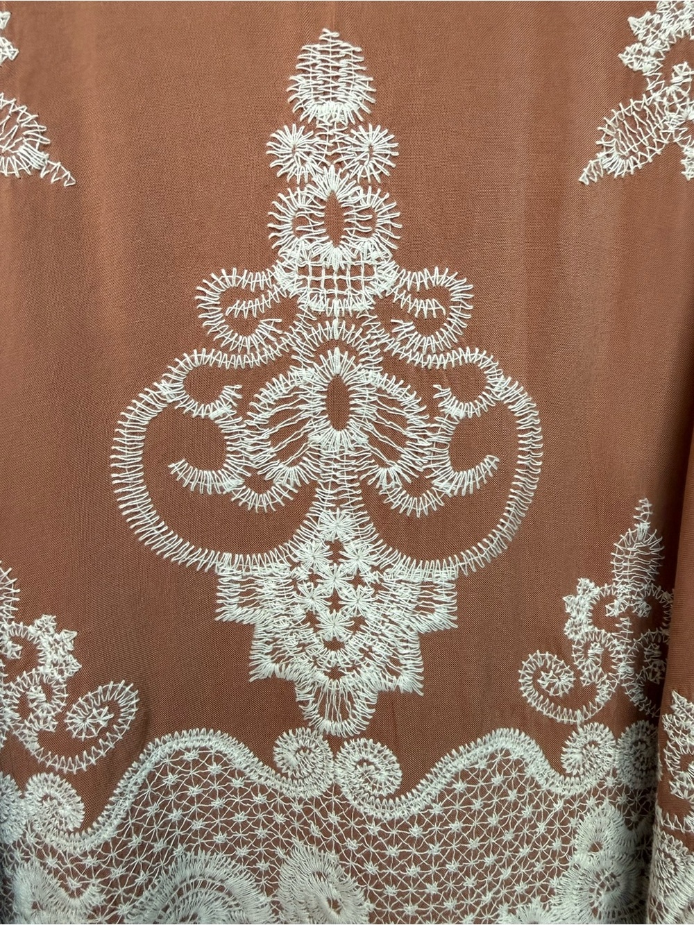 Democracy Rust/Terracotta Tunic with Cream Lace Embroidery - Picture 5 of 6